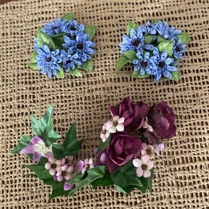 SET (3) VINTAGE FLORAL CANDLE RINGS